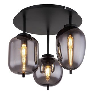 Globo Lighting Plaf&oacute;n - Blacky - Negro - Vidrio Vidrio Ahumado - &Oslash; 46cm