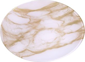 Alice Pazkus Set Of Four 12.75In Gold And White Marbleized Chargers