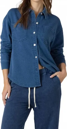 Dex Clothing Comfy And Collected Knit Top In Washed Indigo