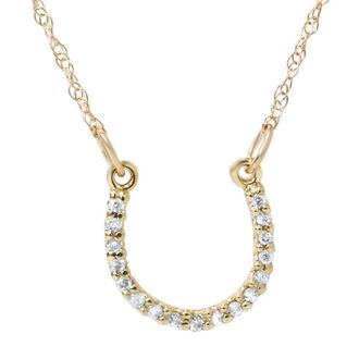 Pompeii3 1/10ct Petite 14k Yellow Gold Diamond Horseshoe Pendant