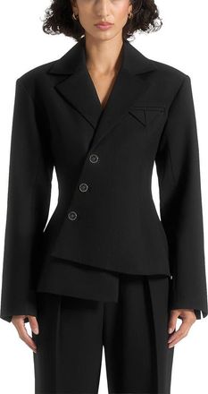 Mani&egrave;re De Voir Thalia Asymmetric Tailored Double Breasted Blazer in Black at Nordstrom, Size 10