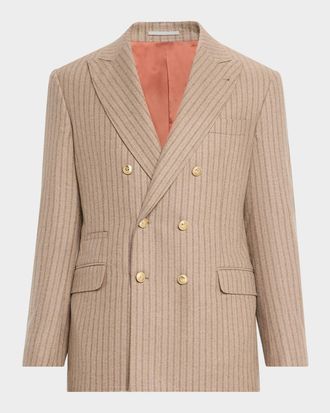 Brunello Cucinelli Mens Cashmere and Silk Multistriped Blazer