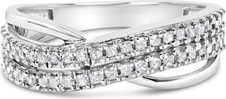 House of Brilliance 10K White Gold 1/2 Cttw Princess Diamond Split Shank Band Ring