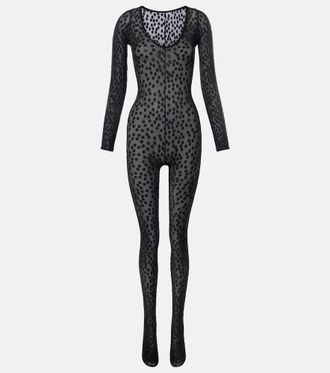 Wolford Sweet Dots polka-dot sheer catsuit