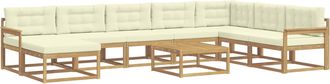 vidaXL Set Di Divani Da Esterno 9 Pz Bianco E Crema Vidaxl