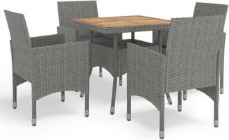 vidaXL Muebles De Jard&iacute;n 5 Piezas Rat&aacute;n Sint&eacute;tico Gris Y Acacia Vidaxl