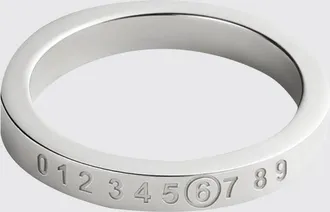 Maison Margiela Engraved Numeric Logo Band Ring in Chrome-Plated Brass