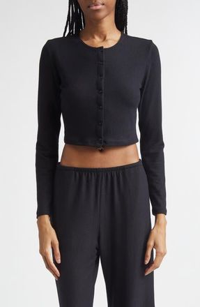 Leset Lauren Crop Cardigan in Black at Nordstrom, Size X-Small