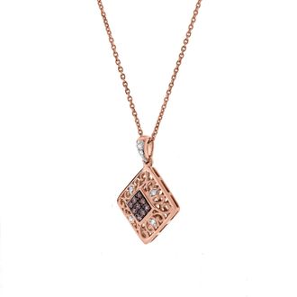 LuvMyJewelry Selora Sterling Silver 0.08 Ct Diamond Geometric Pendant Necklace