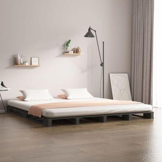 vidaXL Letto a Pallet Grigio 150x200 cm Massello di Pino 5FT King Size - Vidaxl
