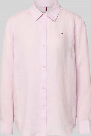 Tommy Hilfiger Relaxed Fit Langarmbluse aus reinem Leinen in Pink, Gr&ouml;&szlig;e 36