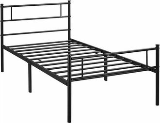 Yaheetech Struttura Letto in Ferro Battuto a Doghe in Metallo Nero 90 x 190 cm - Yaheetech