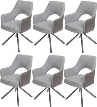 Hhg Nunca Usado] Juego De 6 Silla De Comedor Hhg 651, Silla De Cocina, Sill&oacute;n, Posici&oacute;n Giratoria Autom&aacute;tica, Tela/textil Mvg, Gris-gris Oscuro