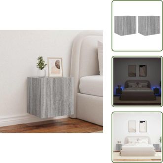 vidaXL Comodino a muro - vidaXL Mobili TV a Parete con Luci LED 2pz Grigio Sonoma 40,5x35x40 cm - Armadio TV a parete