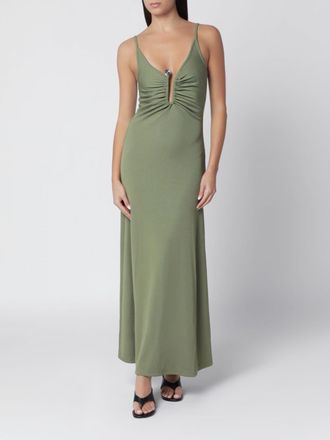 CHRISTOPHER ESBER Deep V-Neck Long Sheath Dress in Jersey