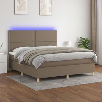 vidaXL Vidaxl - Cama Box Spring Colch&oacute;n Y Luces Led Tela Gris Taupe 180x200 Cm