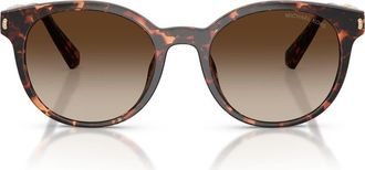 Michael Kors Pienza 53mm Gradient Round Sunglasses in Dark Tortoise /Smoke Gradient at Nordstrom