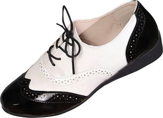 Generic Yolimok Oxford Shoes Women Flats Ladies Shoes Lace up PU Leather Smart Uniform Footwear with Anti-Slip Sole Women Formal Boots Dress Casual Office Sli