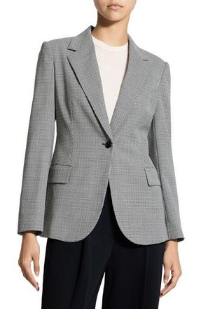Theory Lynnia Houndstooth Blazer in Black Multi at Nordstrom, Size 14