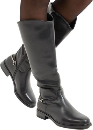 Wallis Emma Faux Leather Stirrup Detail Knee High Riding Boots, 3, black