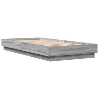 Berkfield Home Durable Bed Frame without Mattress with LED Lights Grey Sonoma 10