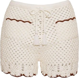 Cara Cara Shorts con bordo a smerlo - Bianco