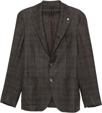Luigi Bianchi Mantova checked single-breasted blazer - men - Fabric - 54 - Brown