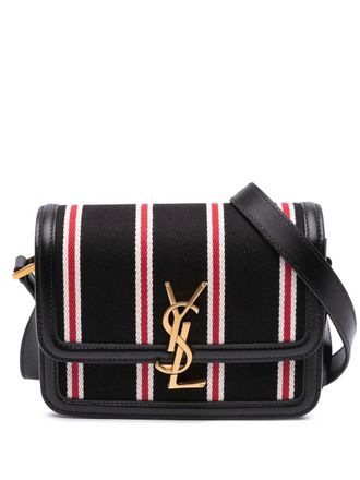 Saint Laurent 2021 Small Canvas Striped Solferino Satchel In Box crossbody bag - Black