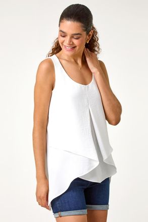 Roman Asymmetric Sleeveless Vest Top