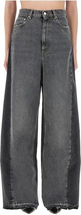 Stella McCartney Wide-Leg Contrast Denim Jeans - Dames - Loose Fit Jeans - Grijs - W27 - Denim - Jeans