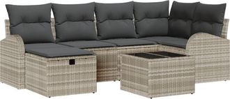 vidaXL Garden Sofa Set 7 pcs Light grey 234 x 124 x 85 cm Poly rattan Vidaxl
