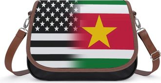 Generic US & Suriname Flag Fashion Womens Crossbody Bags Novelty Handbag Shoulder Bag Purse