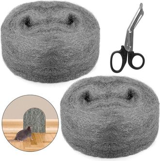 OEM 2. Confezione Di Rotoli Di Lana DAcciaio Per Eliminare I Topi Con Forbici, 6 M Di Lana DAcciaio, Efficace Contro I Topi, Riempie Fori E Crepe Nei Muri