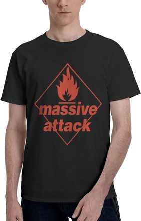 Generic Mens Attack Hop Music Band Massive Cotton T-Shirts Classic Crewneck Short Sleeves Simple&Versatile Daily Commute Essential Black XL