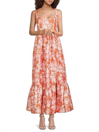 Hutch Beanie Floral Metallic Jacquard Midi Dress In Dits Floral