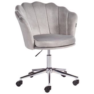 Beliani Silla De Oficina De Terciopelo Gris Dorado Negro Giratorio Base Monticello Ii