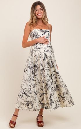 Pinkblush Spaghetti Strap Printed A-Line Midi Dress in Cream at Nordstrom, Size Medium