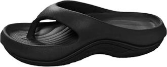 Generic Pillow Arch Support Flip Flops, Ladies Lightweight Shock-Absorbing Orthotic Sandals, Platform Walking Cloud Sliders (Black, Adult, Women, 5.5, Numeric
