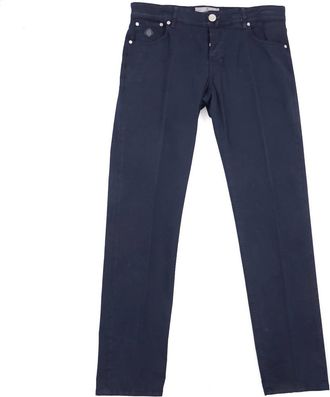 LUIGI BORRELLI NAPOLI Mens Slim-Fit Cotton Linen Jeans In Navy Blue