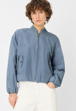 Fuchs Schmitt Blouson FUCHS SCHMITT, Damen, Gr. 36, bleu, Web, Obermaterial: 100% Polyester, unifarben, regular fit normal, hoch geschlossener Ausschnitt, elastisch