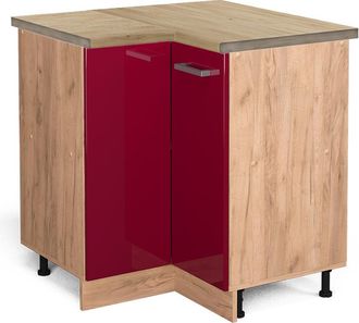 Vicco Armario De Esquina R-line, Rojo Burdeos Alto Brillo, 75.6 Cm, Et Roble