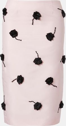Shushu/Tong Floral-appliqu&eacute; pencil skirt