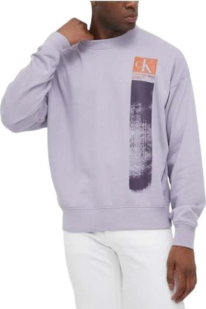 Calvin Klein Modern Brushstroke Crew Neck Sweater - Heren - Sweatshirts - Paars - L - Katoen - Hoodies & sweatvesten