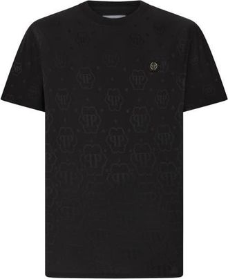 Philipp Plein Round Neck T-Shirt Jacquard Tennis Monogram Men in Black at Nordstrom, Size Xx-Large