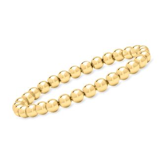 Ross-Simons Italian 6mm 18kt Gold Over Sterling Bead Stretch Bracelet