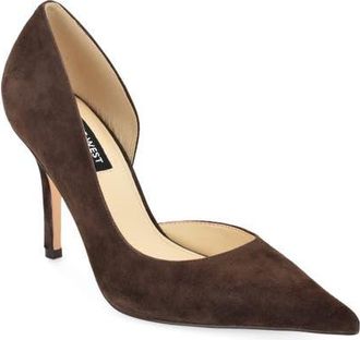 Nine West Grezza Pointed Toe Half dOrsay Pump in Dbr01 at Nordstrom, Size 10.5