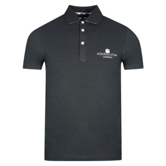 Aquascutum London vet logo zwart poloshirt