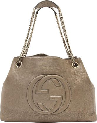 Gucci Gold Metallic Leather Soho Medium Shoulder Bag (Authentic Pre-Loved)