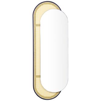 Beliani Beliani - Espejo De Pared Fabricado En Rat&aacute;n Estilo Natural Con Forma Ovalada Y Marco De Metal 51 X 143 Cm Creil