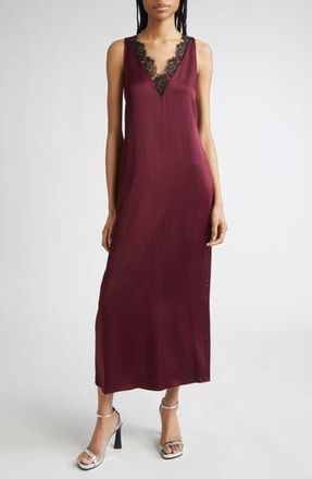 Stella McCartney Lace Trim Satin Slipdress in Bordeaux at Nordstrom Rack, Size 2 Us / 36 It